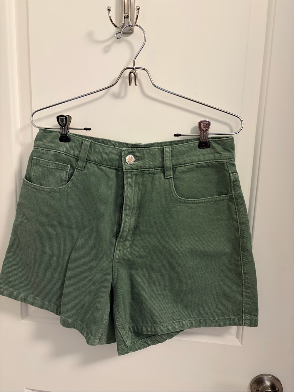 Frank & Oak Olive Green Denim Shorts